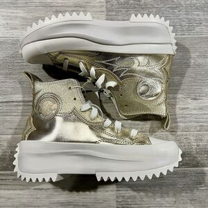 Converse Sz 5.5 Women's Shoes Run Star Hike Hi Platform Western Gold A10333C New